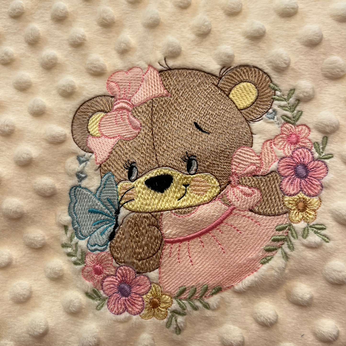 Baby Blanket with Bear Butterfly Design